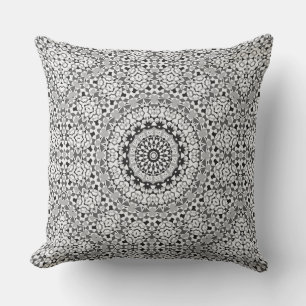 Mandala,black and white, grey  cushion