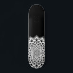 Mandala Black And White Pattern Skateboard<br><div class="desc">A vibrant white on black mandala skateboard with a stunning symmetrical pattern. Unique and bold symbol of the universe.</div>