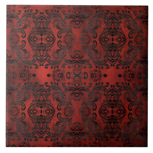 mandala black romantic elegant ceramic tile (Front)