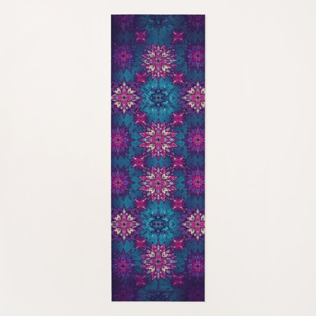 Mandala Bloom Yoga Mat – Vibrant Floral Pattern (Front)