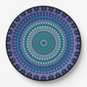 Mandala Blue and Green Party Paper Plates