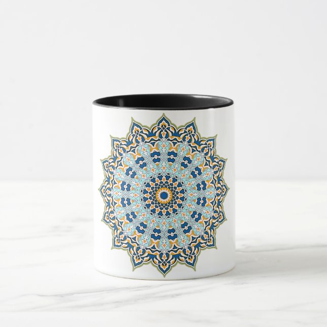 Mandala Blue and Orange Mug (Center)