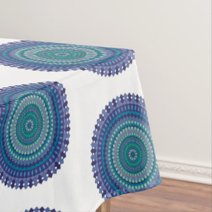 Mandala Blue Black Green Birthday Party Tablecloth