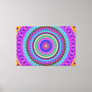 Mandala Blue Circles Stretched Canvas Print