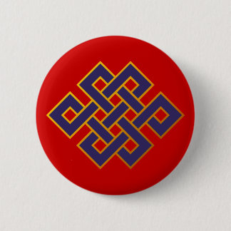 Mandala Blue Karma Buddhism Eternal Knot 6 Cm Round Badge