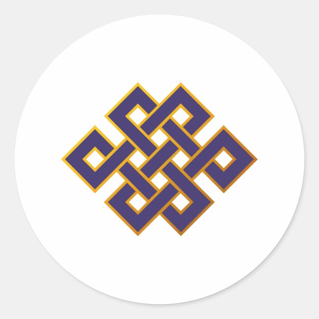 Mandala  Blue Karma Buddhism Eternal Knot Classic Round Sticker (Front)