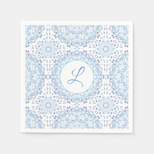 Mandala Blue Paper Napkin (Front)