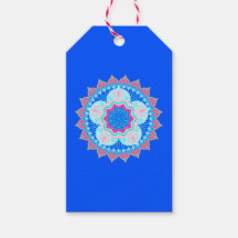 Mandala Blue Pink on Blue Background