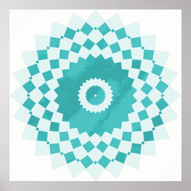 Mandala Blue Turquoise Sky Pattern Poster (Front)