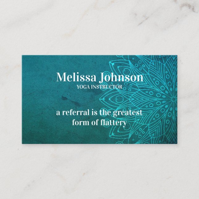 Mandala Blue Yoga Meditation Refer a Friend Referral Card (Front)