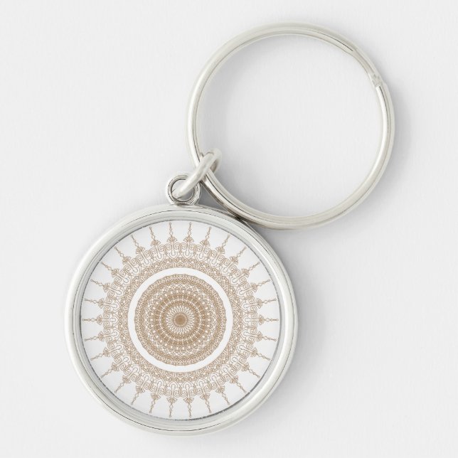 Mandala Bohemian White  Key Ring (Front)