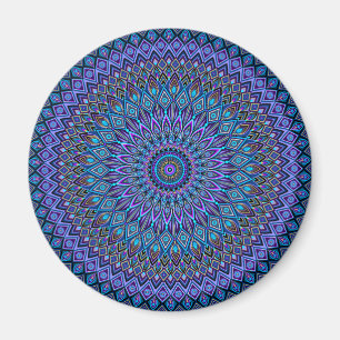 Mandala Boho Blue Teal Purple Peacock Gold Magic Magnet