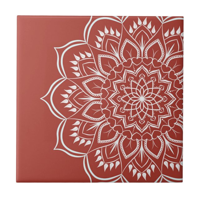 Mandala boho bohemian ceramic tile (Front)
