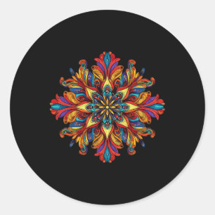 Mandala Boho Sacred Geometry Color Burst Classic Round Sticker