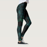 Mandala  Boho Teal and Black  Yoga Leggings<br><div class="desc">Mandala  Boho Teal and Grey Design. Ideal for a yoga class or following an online program at home .</div>