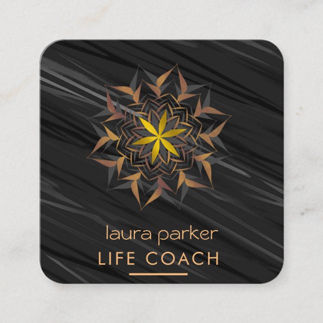 Mandala Boho Tribal Art Yoga Massage Therapy Square Business Card (Front)