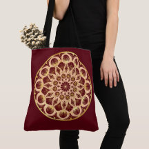 Mandala Bordeauxred Gold on Bordeauxred Background
