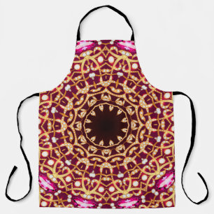 Mandala brooch, geometric vintage background. apron