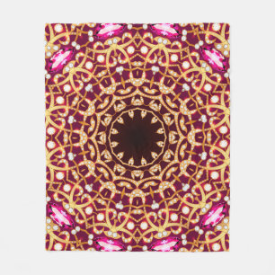 Mandala brooch, geometric vintage background. fleece blanket