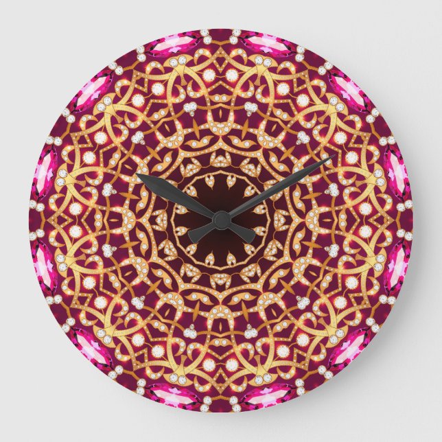 Mandala brooch, geometric vintage background. large clock (Front)