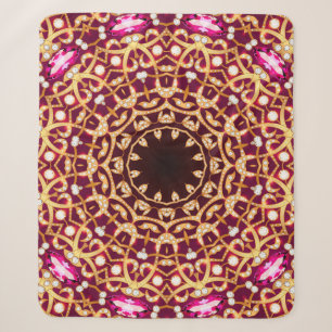 Mandala brooch, geometric vintage background. sherpa blanket