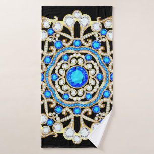 Mandala brooch jewellery, design element. Tribal e Bath Towel