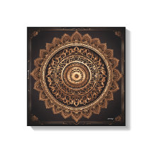 Mandala, Brown and Beige, Stretched Canvas Print
