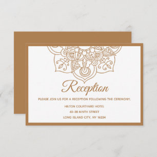 Mandala  Brown Boho Indian Modern Vintage Wedding Invitation