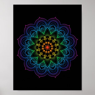 Mandala Buddhism Mindfulness Meditation Yoga Boho Poster