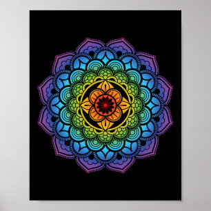 Mandala Buddhism Mindfulness Meditation Yoga Rainb Poster