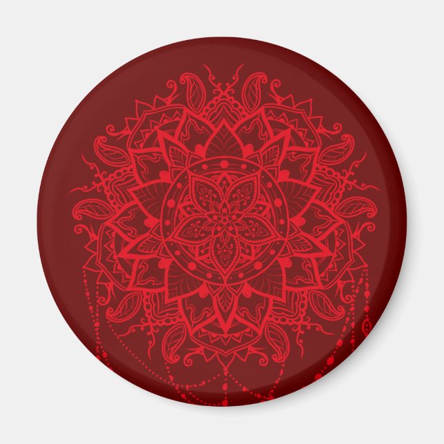 Mandala burgundy Indian Magnet (Front)