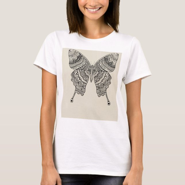Mandala Butterfly T-Shirt – Boho Aesthetic Design (Front)