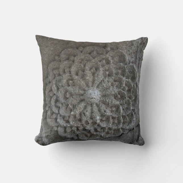Mandala Carved Stone Photo Throw Cushion (Front)