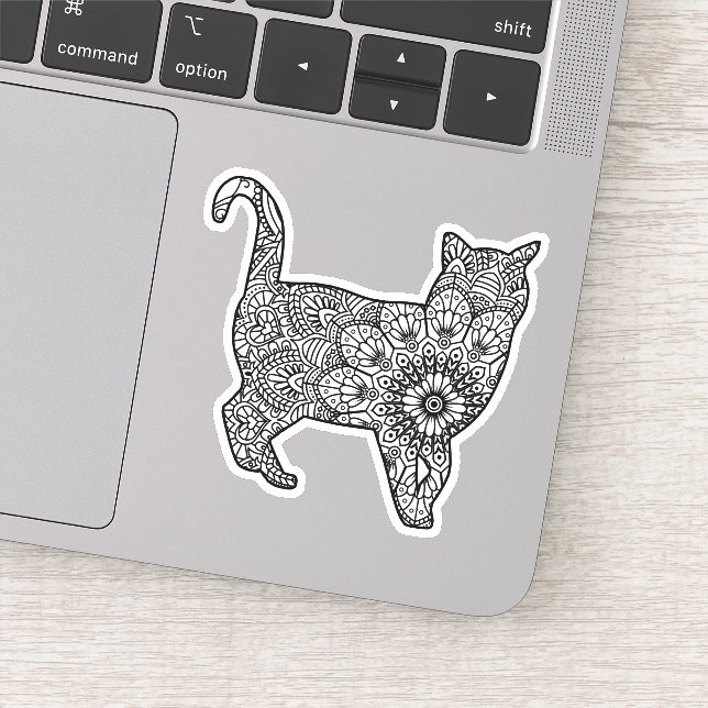 Mandala Cat Art Walking Sticker (Detail)