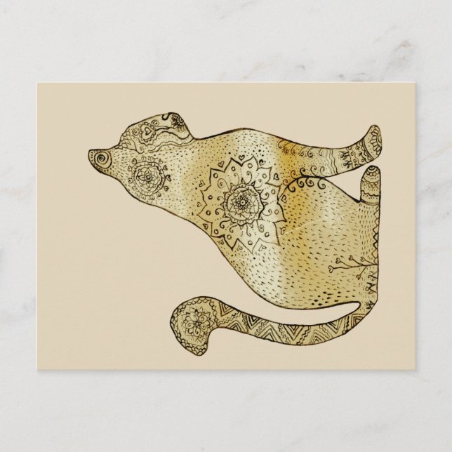 Mandala Cat Drawing Postcard (Front)