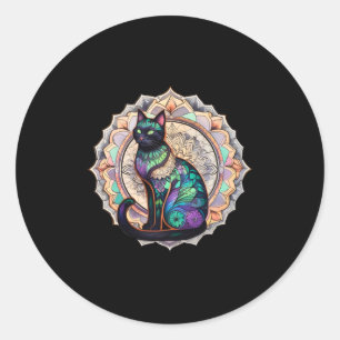 Mandala Cat Intricate Boho Zen Design Sticker
