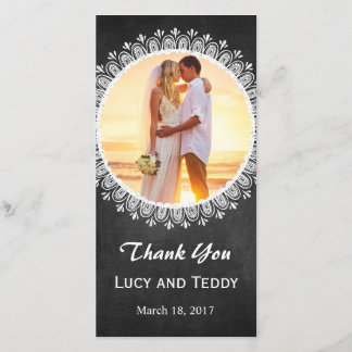 Mandala Chalkboard Wedding Photo Thank You Card