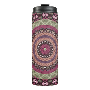 Mandala circle round ornamental pastel purple colo thermal tumbler