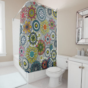mandala cirque festival silver shower curtain