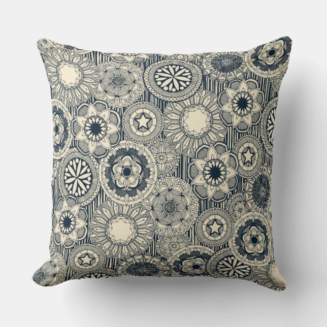 mandala cirque indigo cream cushion (Front)