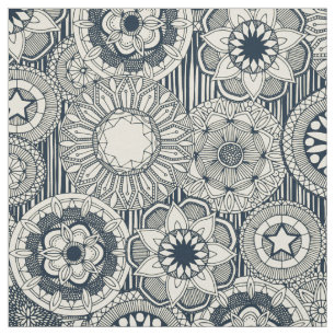 mandala cirque indigo cream fabric