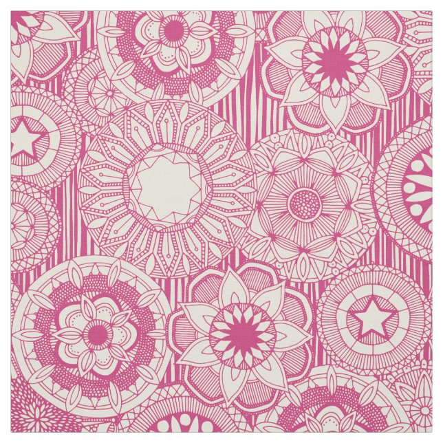 mandala cirque pink cream fabric (Swatch)