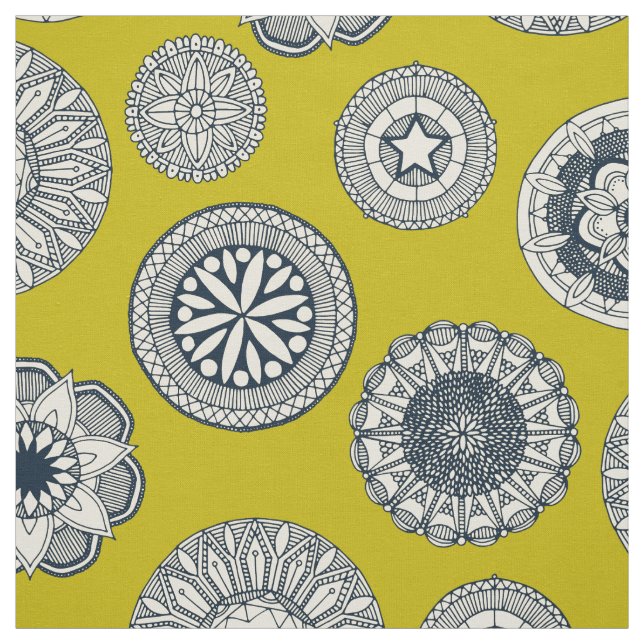 mandala cirque spot chartreuse fabric (Swatch)