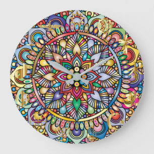 Mandala color spectrum design large clock