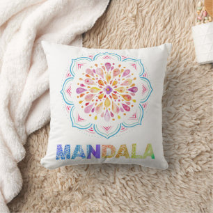 MANDALA COLORED LOTUS FLOWER CUSHION