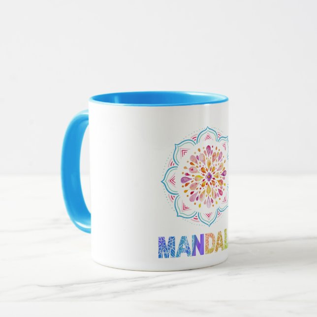 MANDALA COLORED LOTUS FLOWER MUG (Front Left)