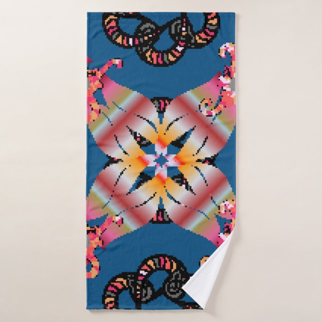 Mandala coloured on a yellow background. Invitatio Bath Towel (Bath Towel)