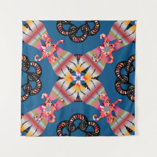 Mandala coloured on a yellow background. Invitatio Tapestry