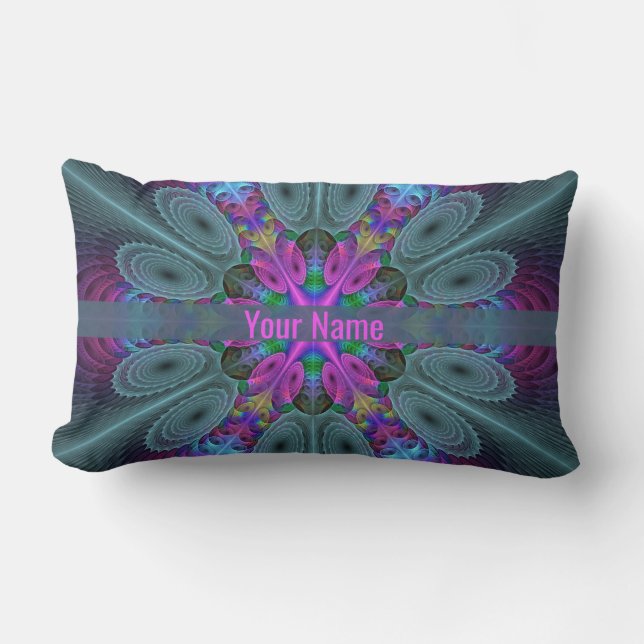 Mandala Colourful Fractal Art Kaleidoscope Name Lumbar Cushion (Front)