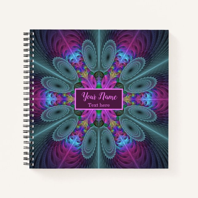 Mandala Colourful Fractal Art Kaleidoscope Own Nam Notebook (Front)